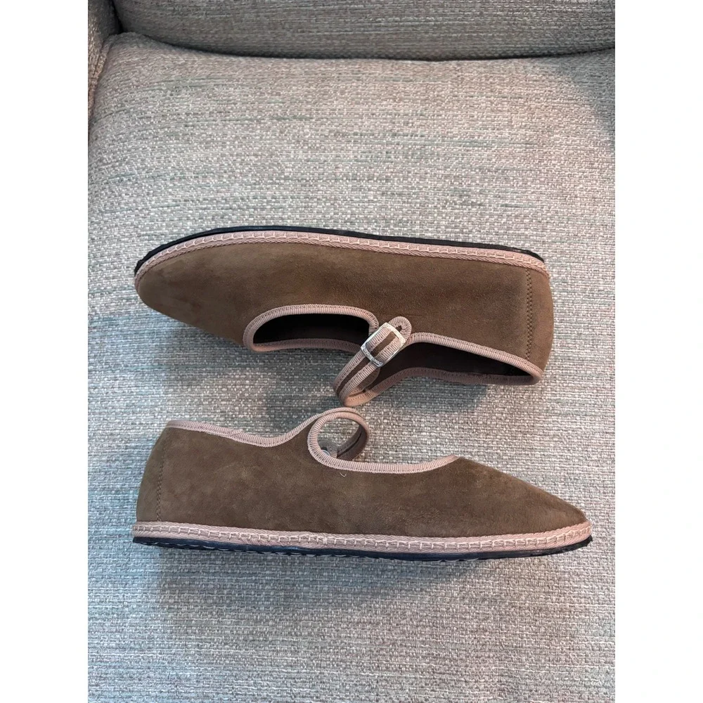 Vibi‎ Venezia Brown Mary Jane Furlane Venetian Flats Shoes Torcello Size 37 US 7